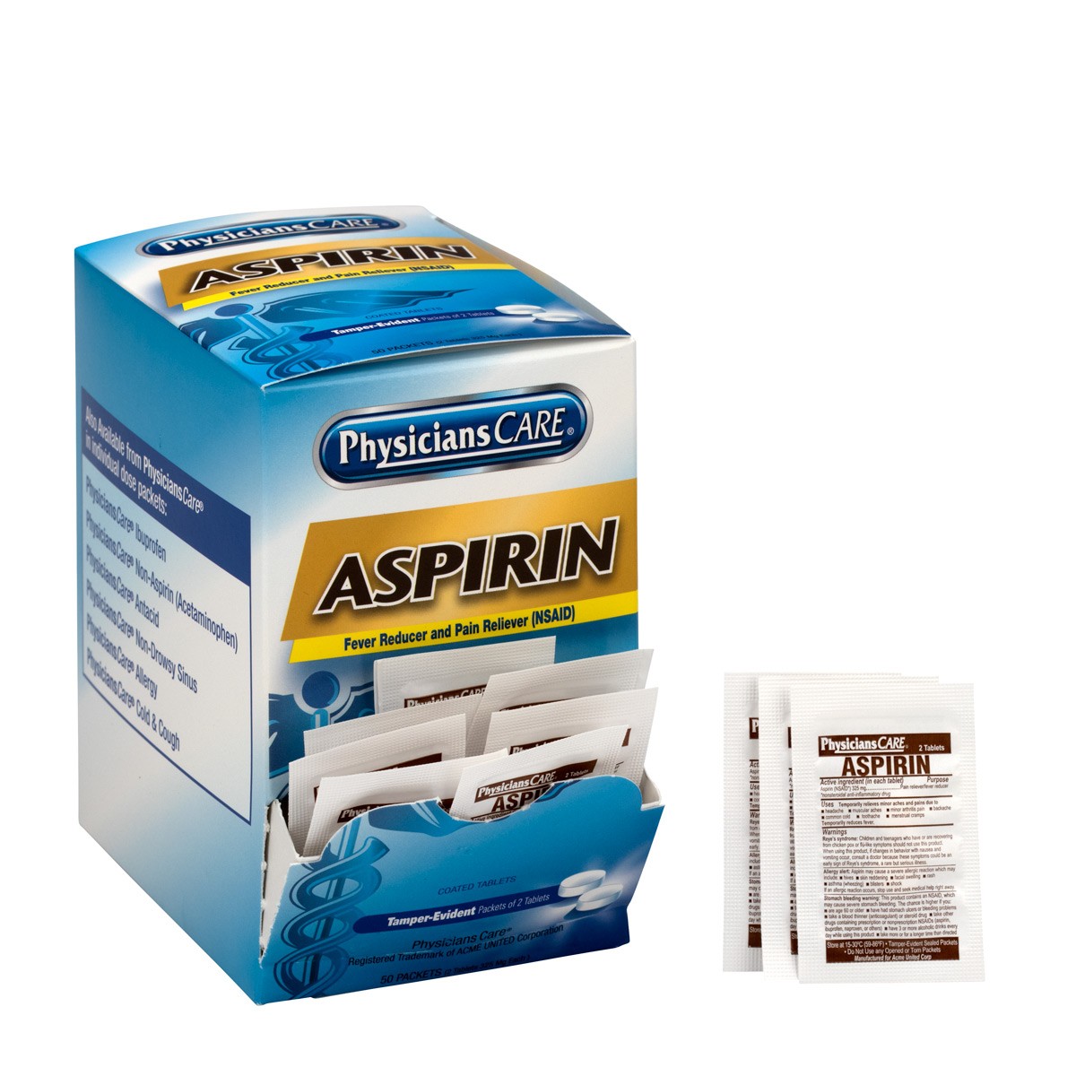 PhysiciansCare 325mg Aspirin, 50x2/Box - First Aid Safety